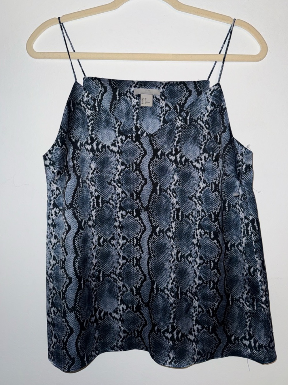 H&M Blue and Black Snake-Print V-Neck Cami